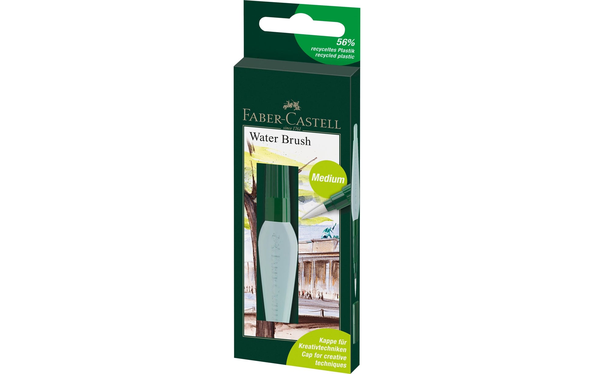 Faber-Castell Art & Graphic – Wassertankpinsel – Flachpinsel, Synthetikhaare, grün, 1 Stück