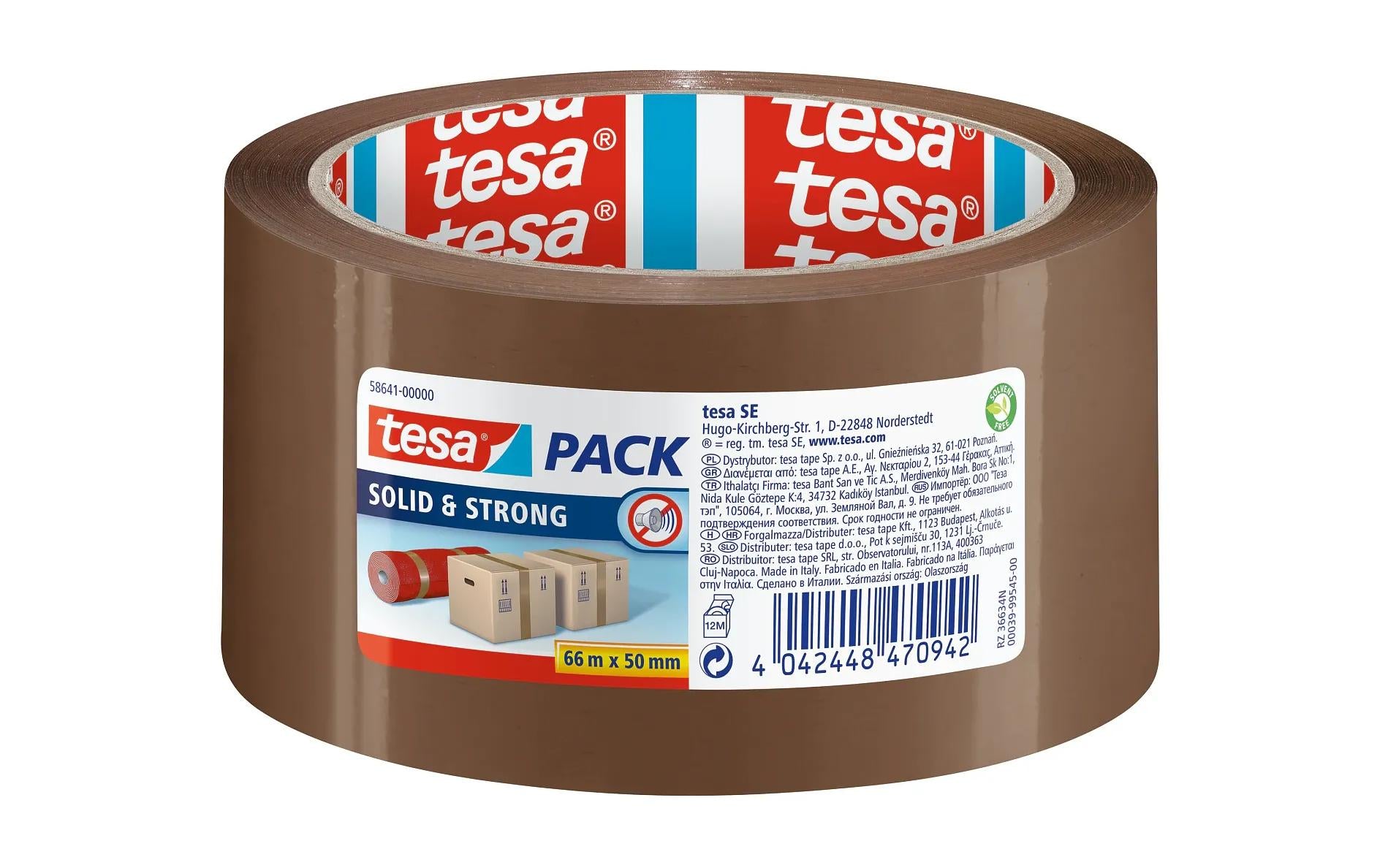 TESA Verpackungsklebeband, PP, Braun – 50 mm × 66 m – 1 Stück