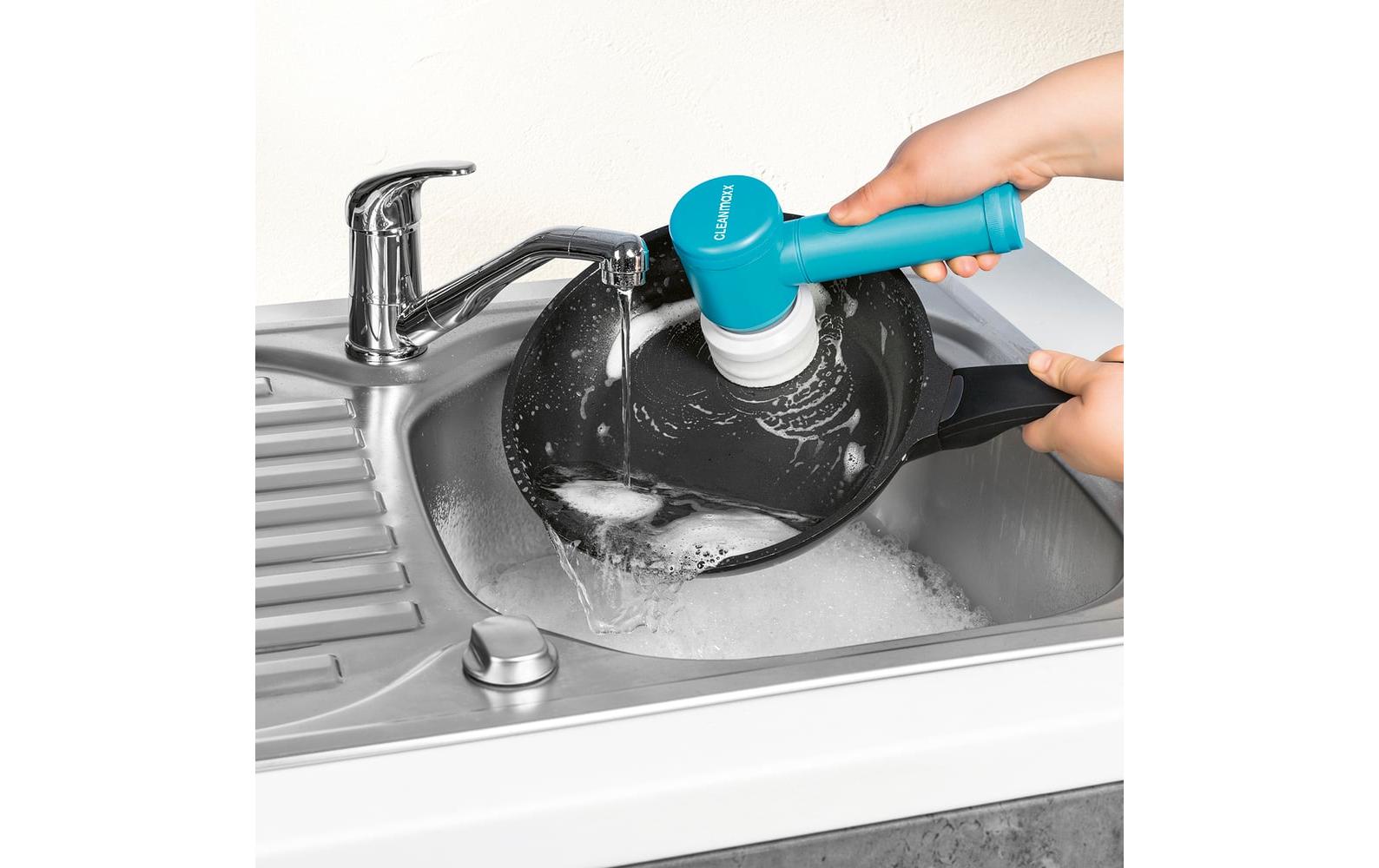 CLEANmaxx Elektrische Reinigungsbürste (Hand) – 3,7 V, Kunststoff, Blau, 7-teilig