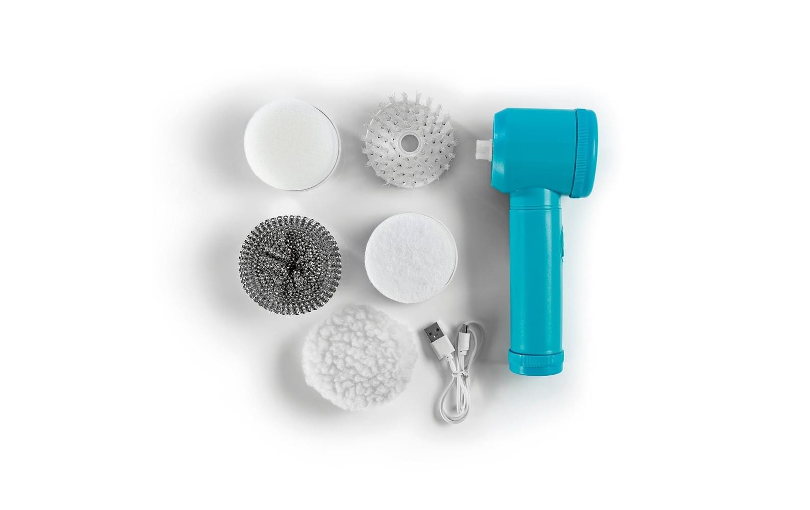 CLEANmaxx Elektrische Reinigungsbürste (Hand) – 3,7 V, Kunststoff, Blau, 7-teilig