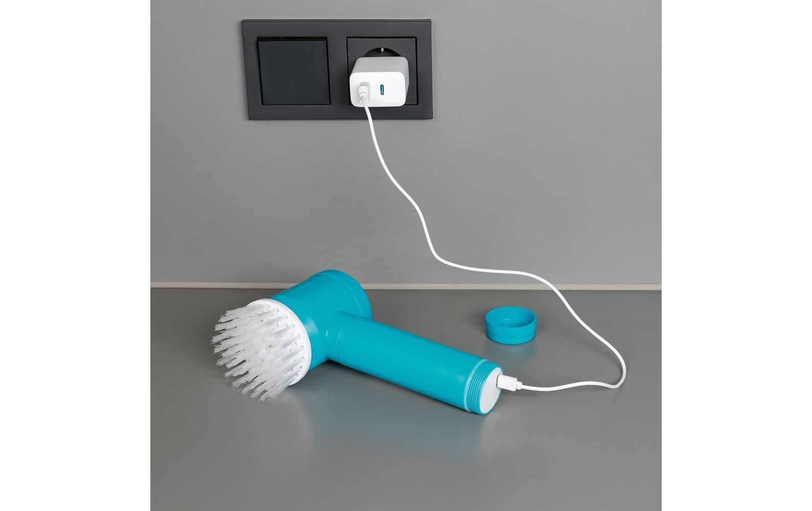 CLEANmaxx Elektrische Reinigungsbürste (Hand) – 3,7 V, Kunststoff, Blau, 7-teilig