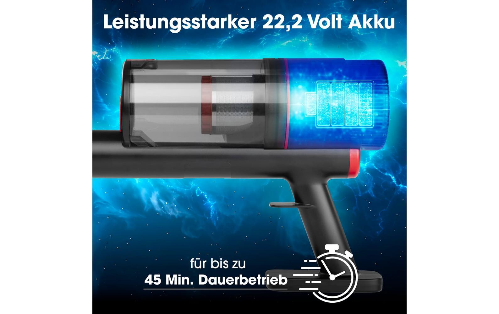 Cleanmaxx Hand- und Stielstaubsauger – 45 min Laufzeit, 0,8 l, Akkubetrieb, 22,2 V