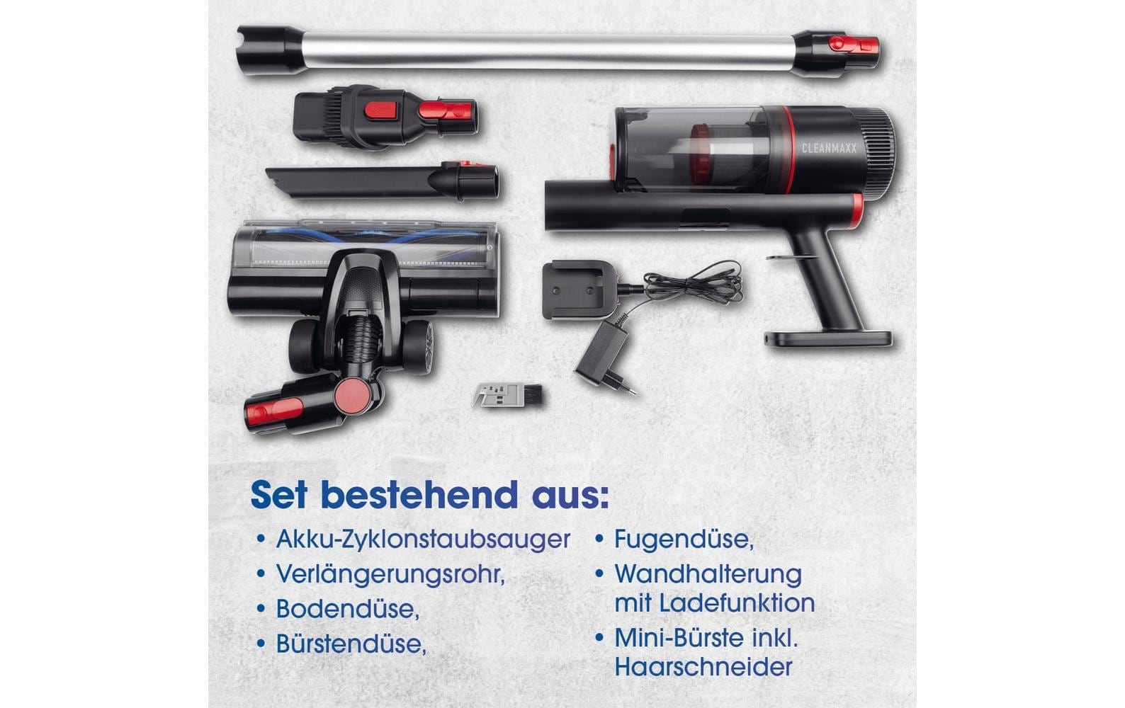Cleanmaxx Hand- und Stielstaubsauger – 45 min Laufzeit, 0,8 l, Akkubetrieb, 22,2 V