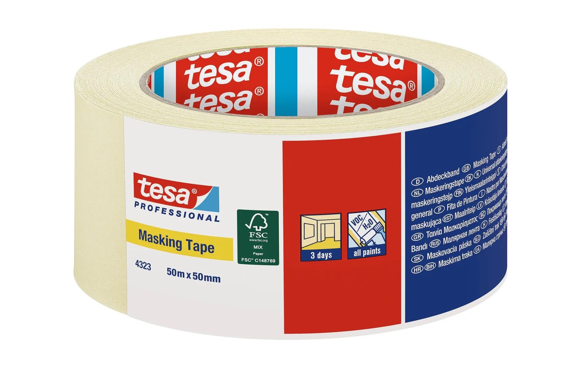 TESA Malerband 04323-00013-00, beige – 50 mm × 50 m, innen
