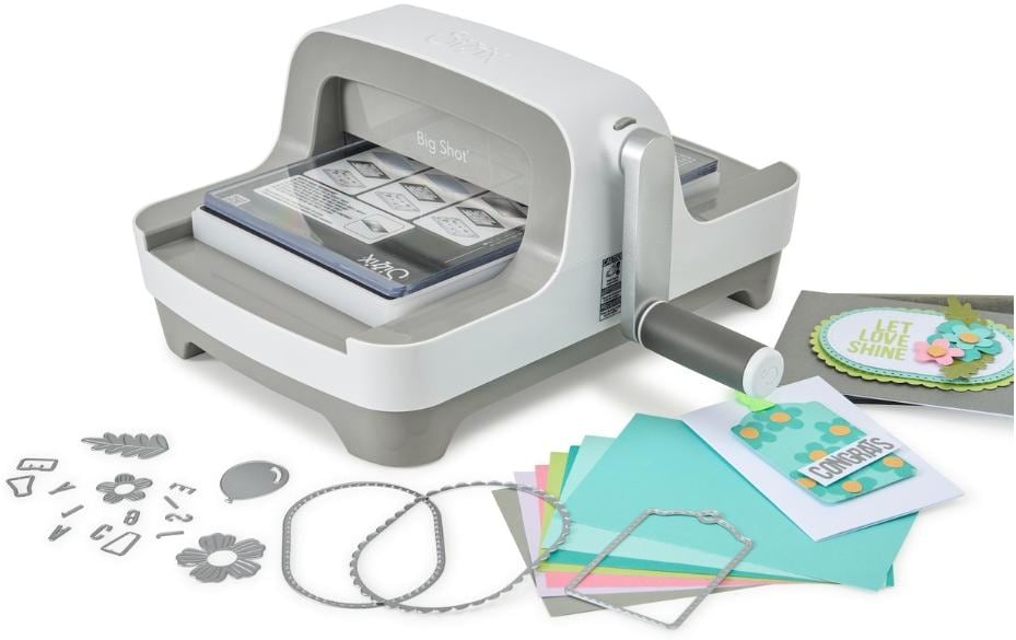 Sizzix Stanz- und Prägemaschine Big Shot – Starter Kit – 15,2 cm Schnittbreite – 37,3 × 26,1 cm – grau, weiss
