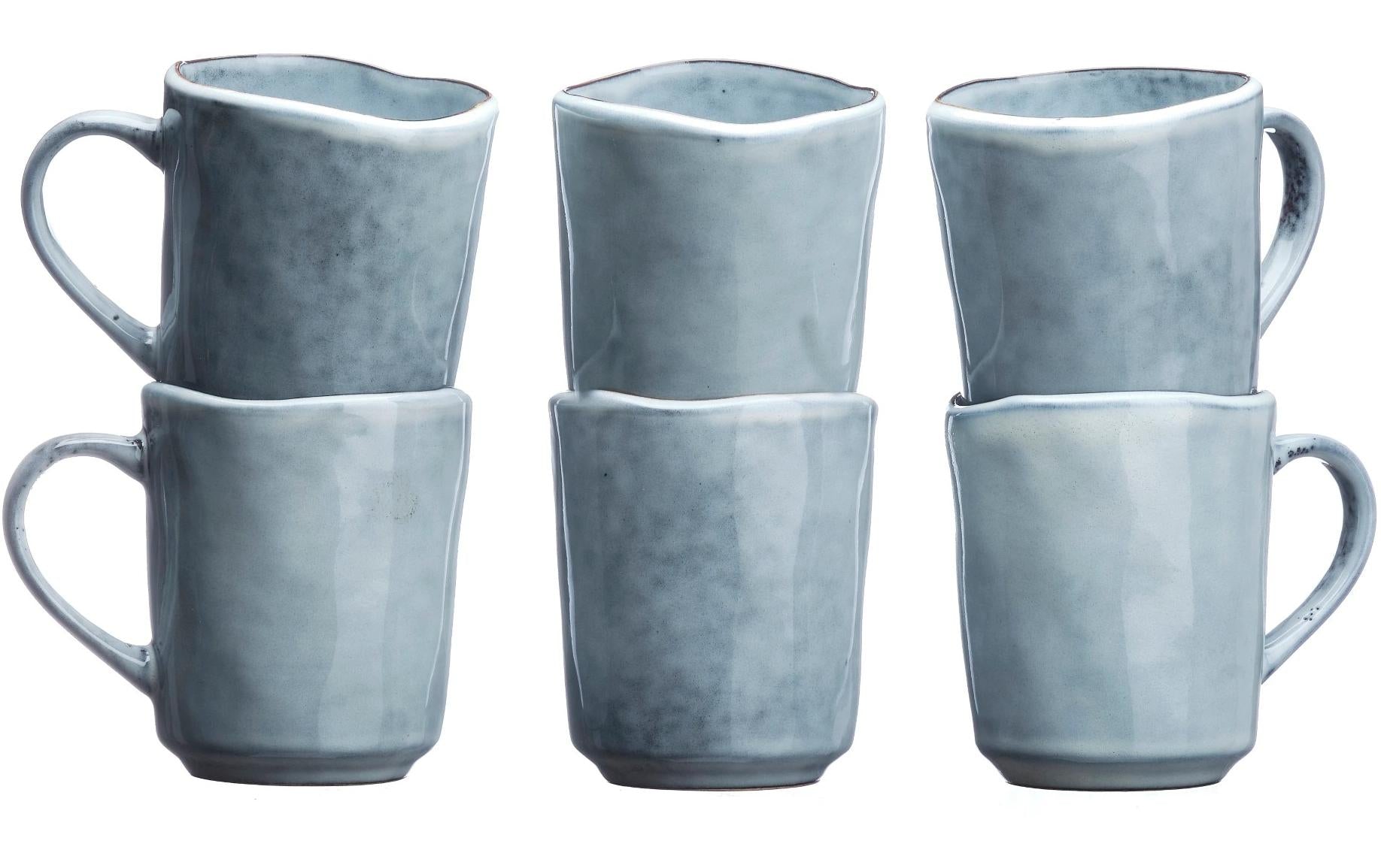 Björn Tasse – 0,40 l, Steinzeug, grau, mit Henkel, 6 Stück