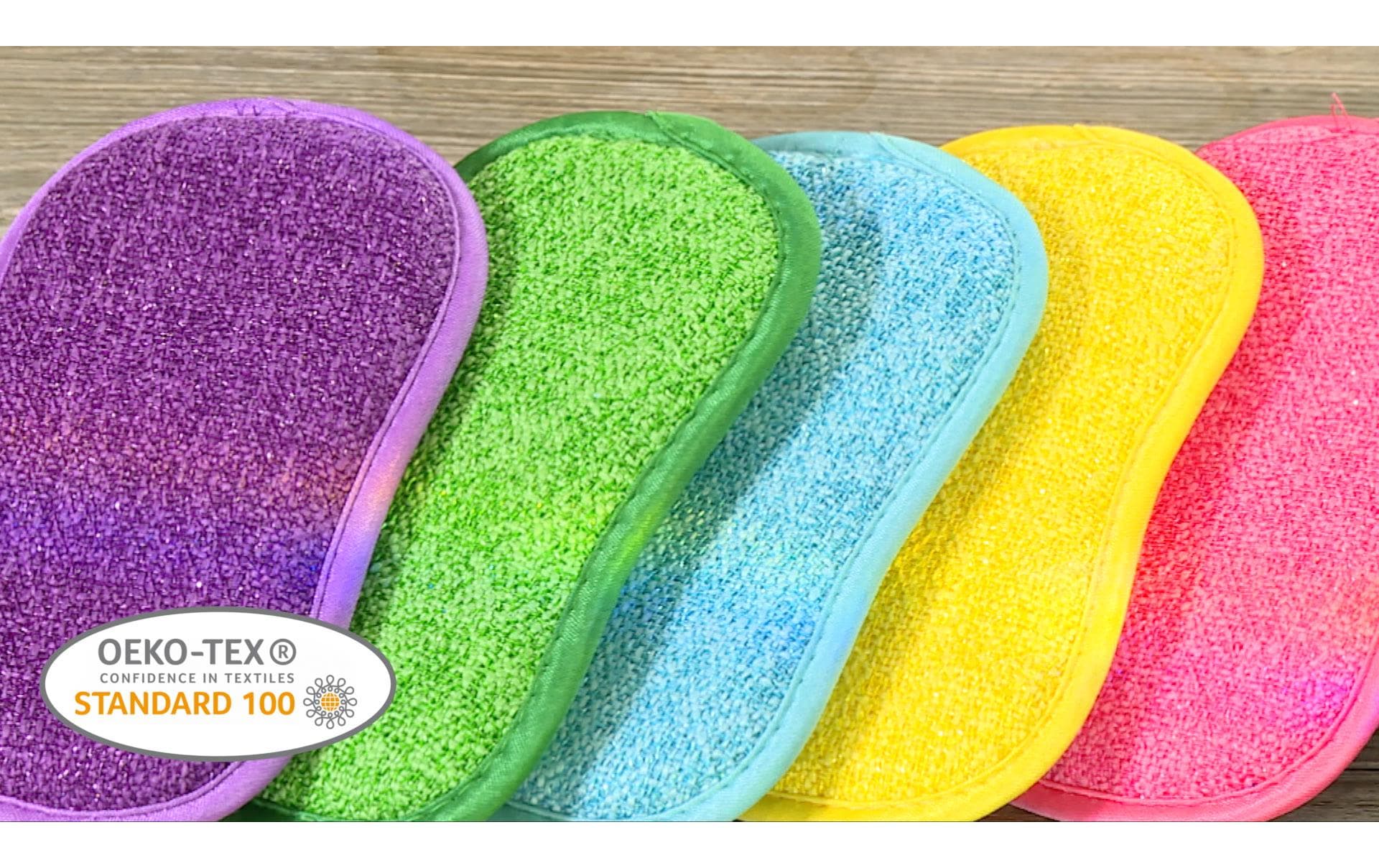 Genius Mikrofaser-Schwamm 2-in-1 – Oval, für Küche, mehrfarbig, 5 Stk.