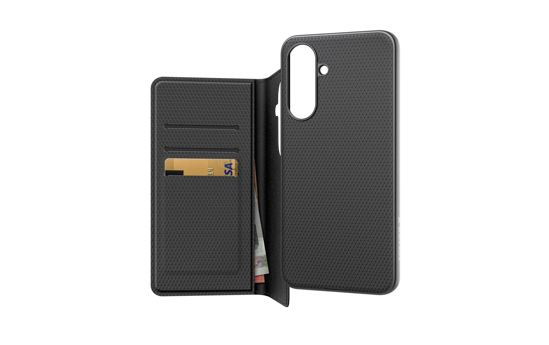 Black Rock Booklet-Hülle – für Samsung Galaxy A56 5G – schwarz – Kunstleder – mit Kartenfach
