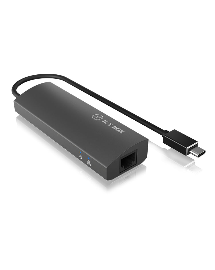 ICY BOX IB-HUB1406-C USB-Hub – USB-C, 3× USB-A, GbE, für Windows/Mac