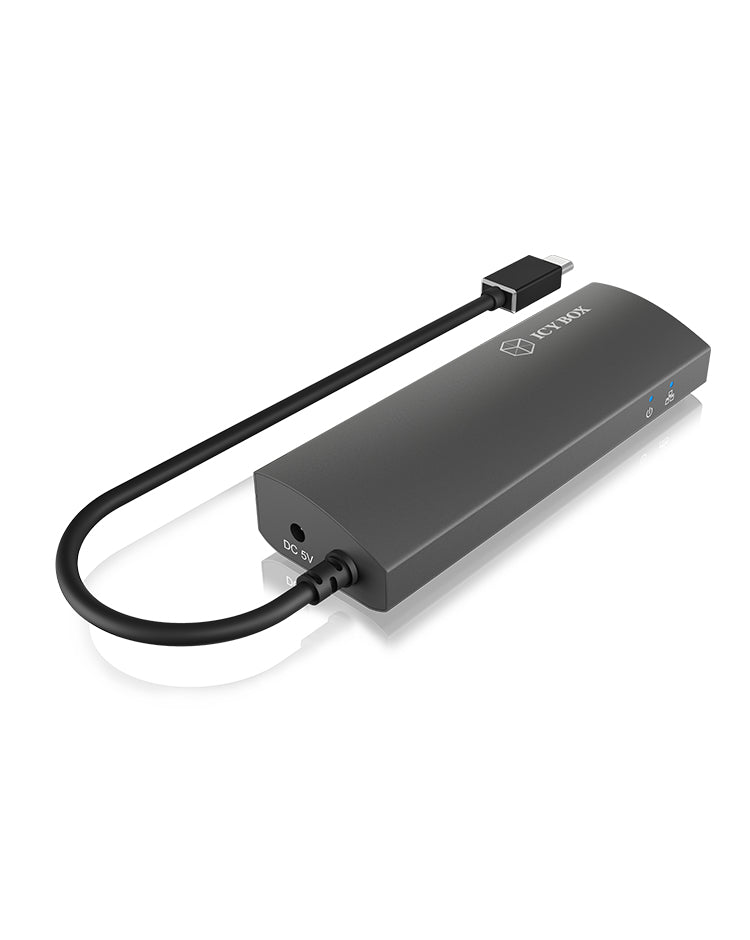 ICY BOX IB-HUB1406-C USB-Hub – USB-C, 3× USB-A, GbE, für Windows/Mac