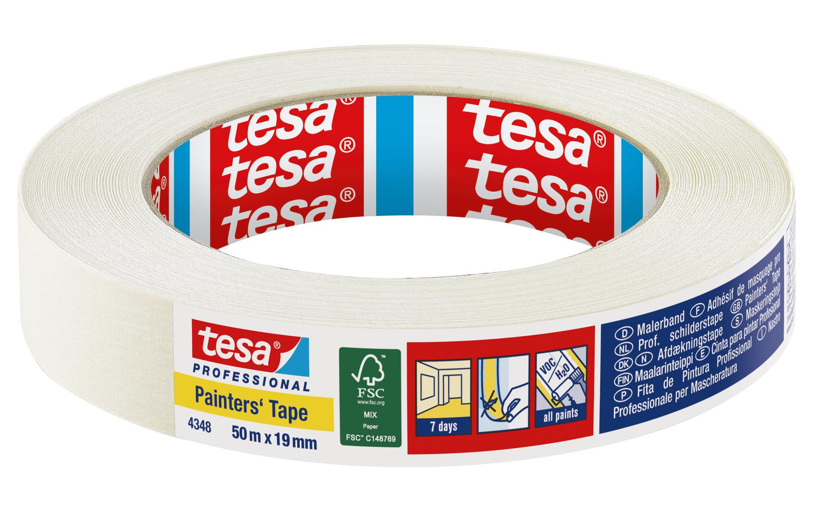 TESA Malerband 4348 Standard – 19 mm × 50 m, innen, rückstandsfrei bis 7 Tage