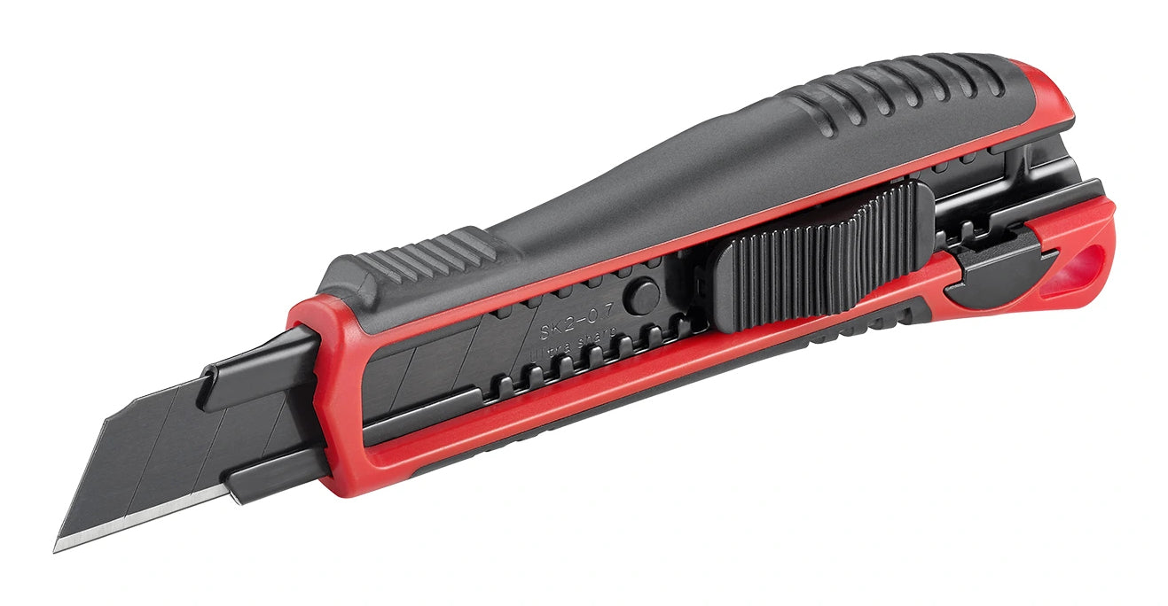 Laserliner CR 18 – Abbrechmesser 18 mm, einziehbar, mit Arretierung, ABS/TPR, schwarz, inkl. 5 Klingen