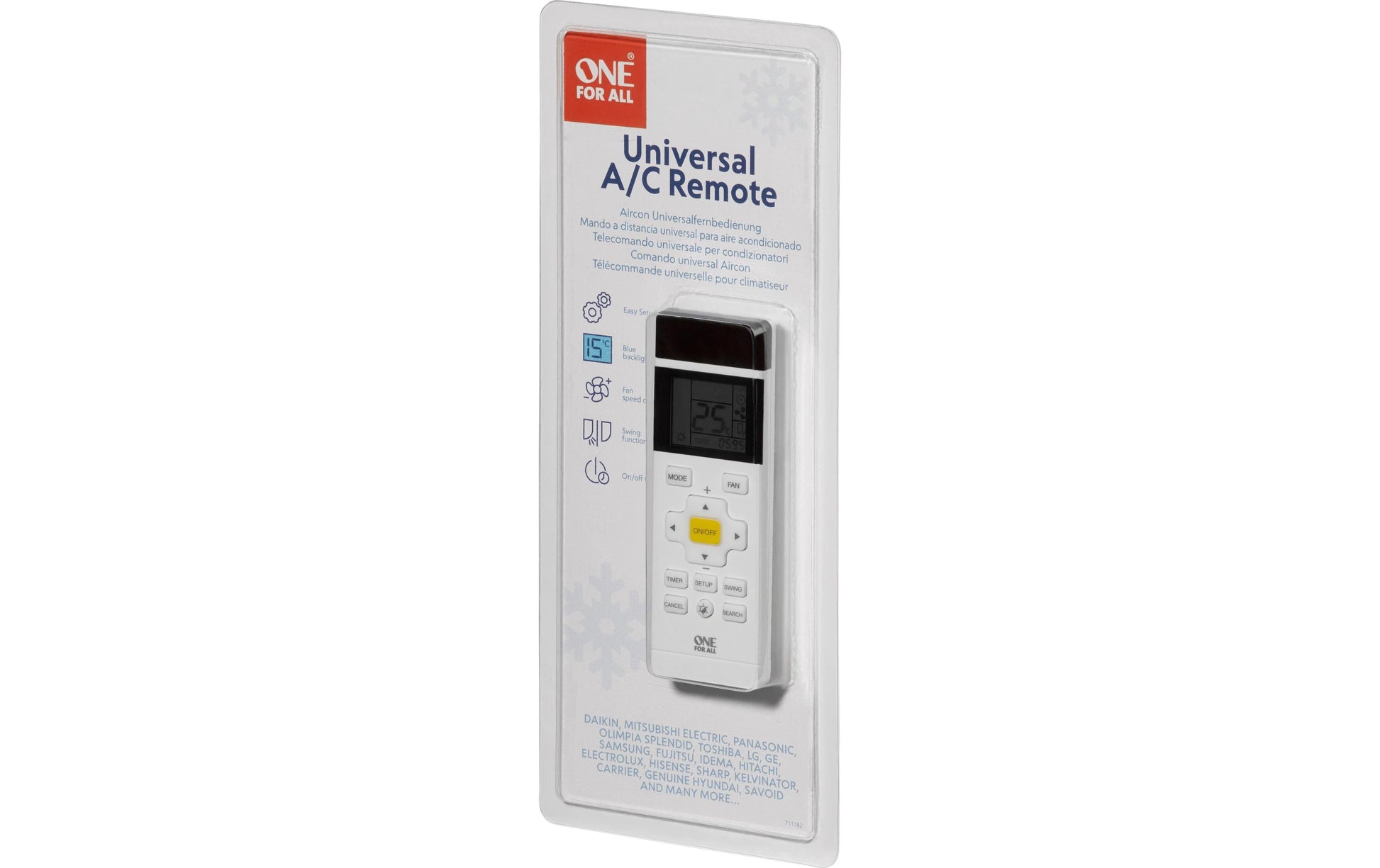 One For All Fernbedienung URC 1035 – für Klimaanlage, IR, 10 m, Grau