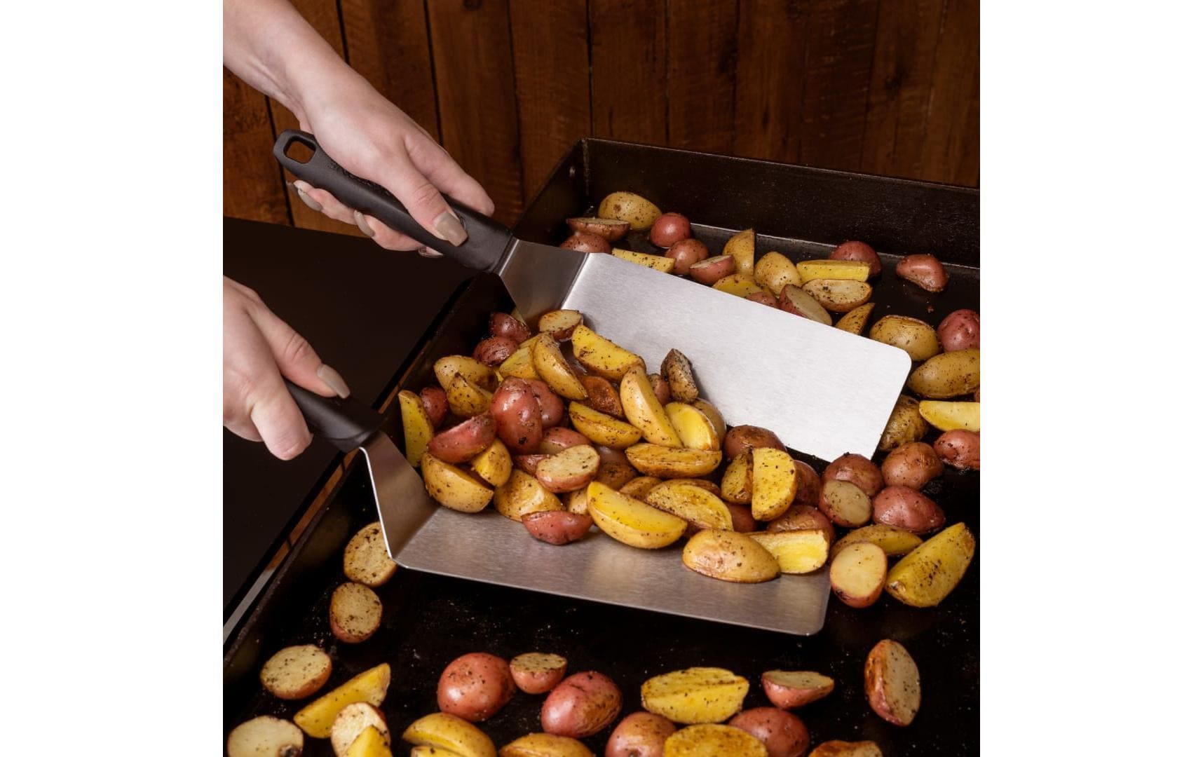 Blackstone 5-teiliges Grillbesteck-Set, Edelstahl, 24 × 7 × 46 cm, Silber/Weiss