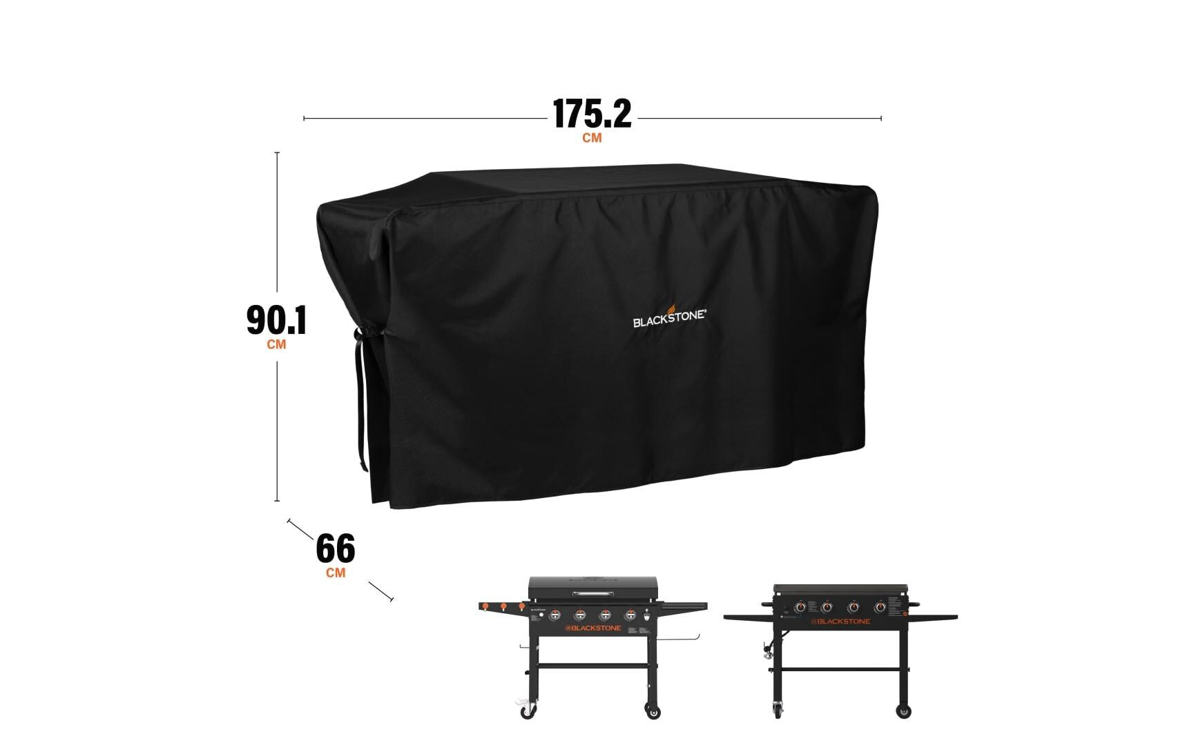 Blackstone Grillhaubenabdeckung – 175,2 × 66 × 90,2 cm, Schwarz – für Grills