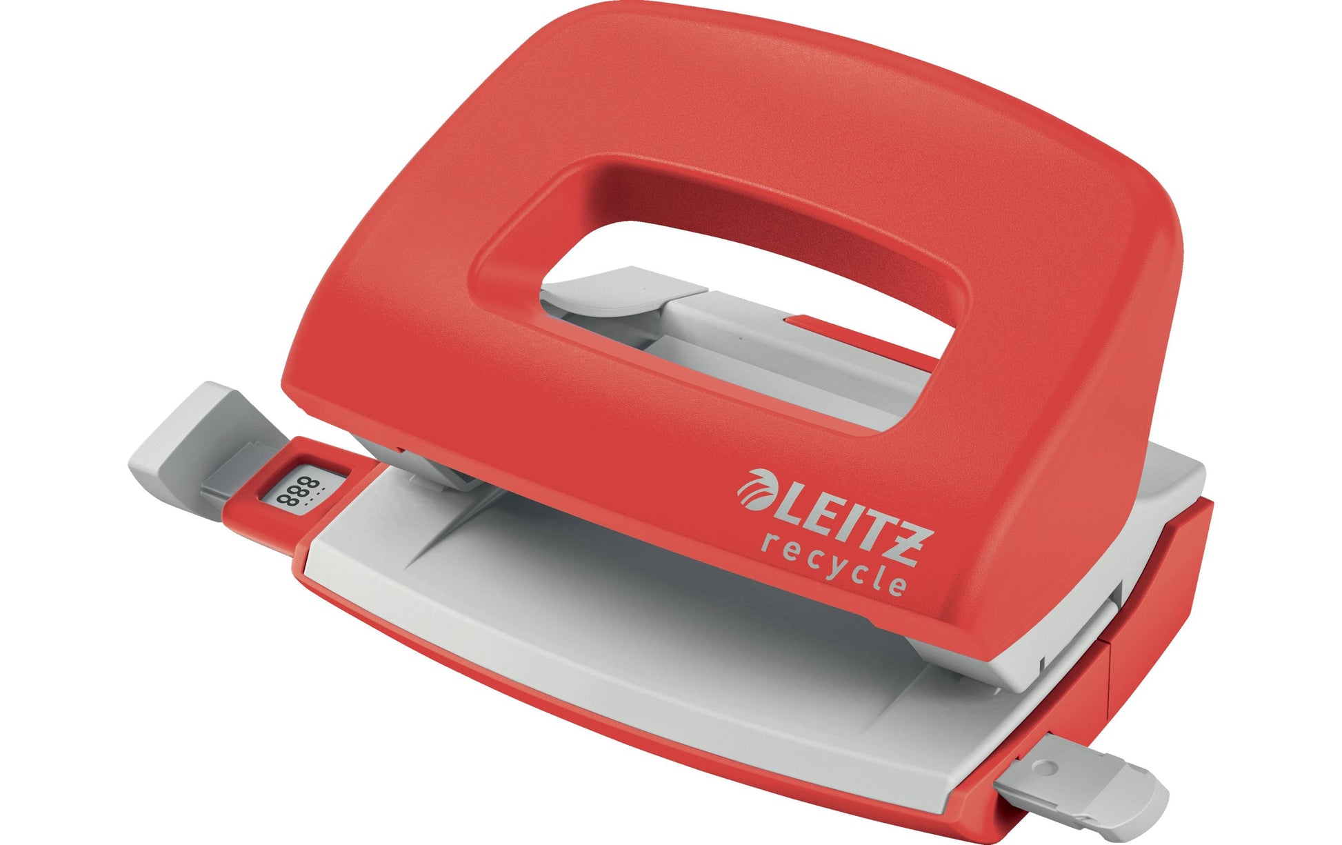 Leitz Mini-Locher NeXXt Recycle – 2-Loch, Lochabstand 80 mm, 10 Blatt, bis A4, Ø5,5 mm – Rot