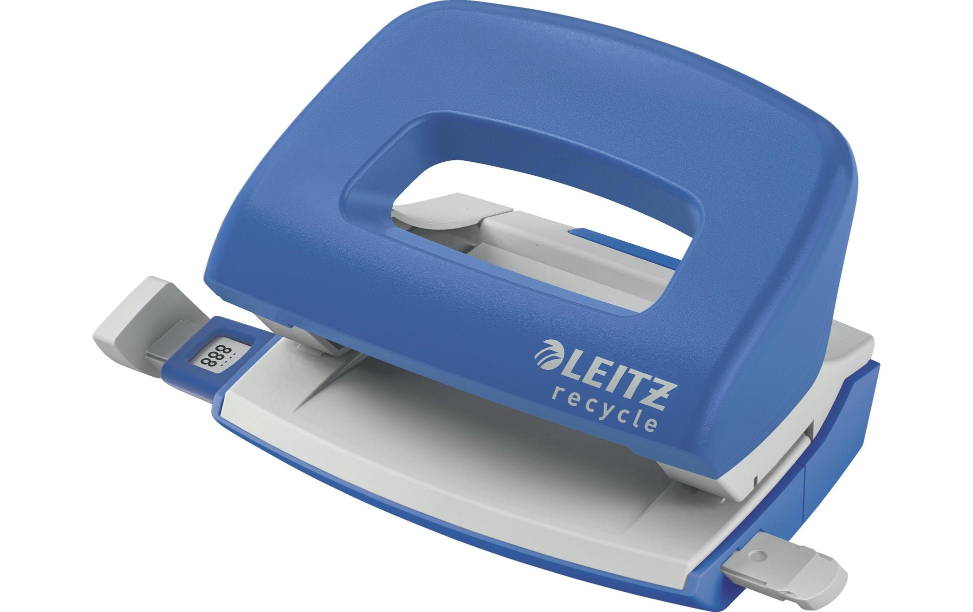Leitz Mini-Locher NeXXt Recycle – 2-Loch, Lochabstand 80 mm, 10 Blatt, bis A4, Ø5,5 mm – Blau
