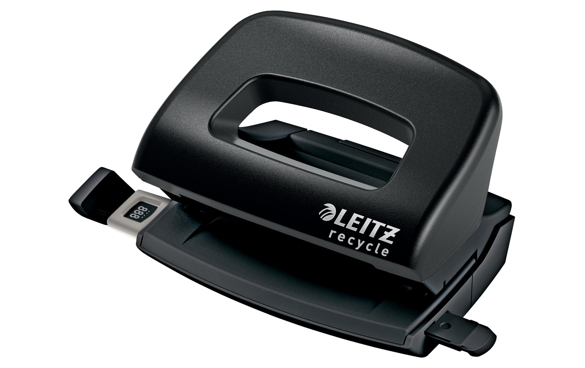 Leitz Mini-Locher NeXXt Recycle – 2-Loch, Lochabstand 80 mm, 10 Blatt, bis A4, Ø5,5 mm – Schwarz