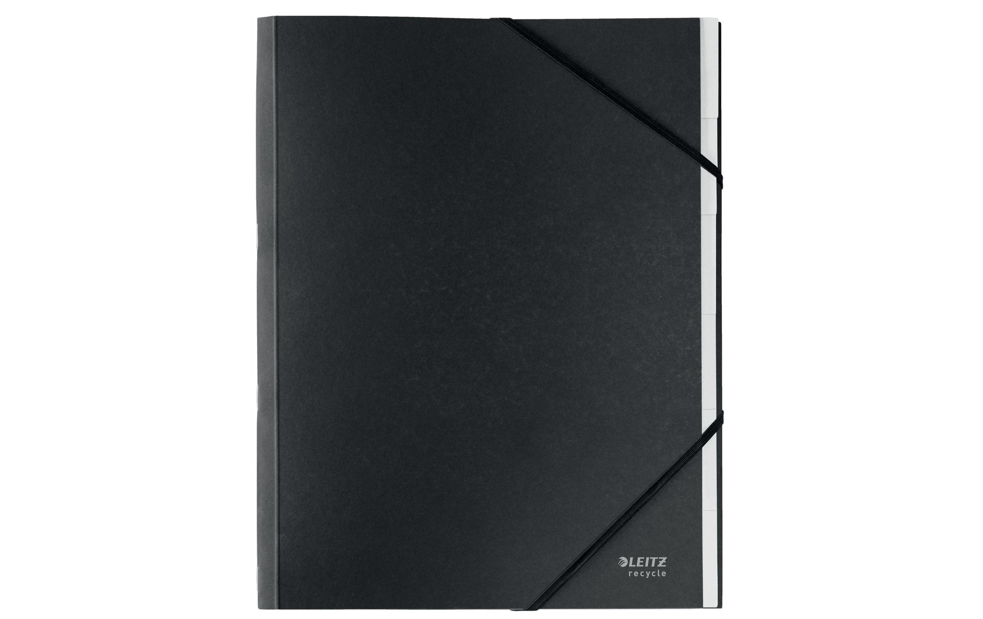 Leitz Fächermappe für A4 – 6 Fächer, Gummiband, Karton, schwarz