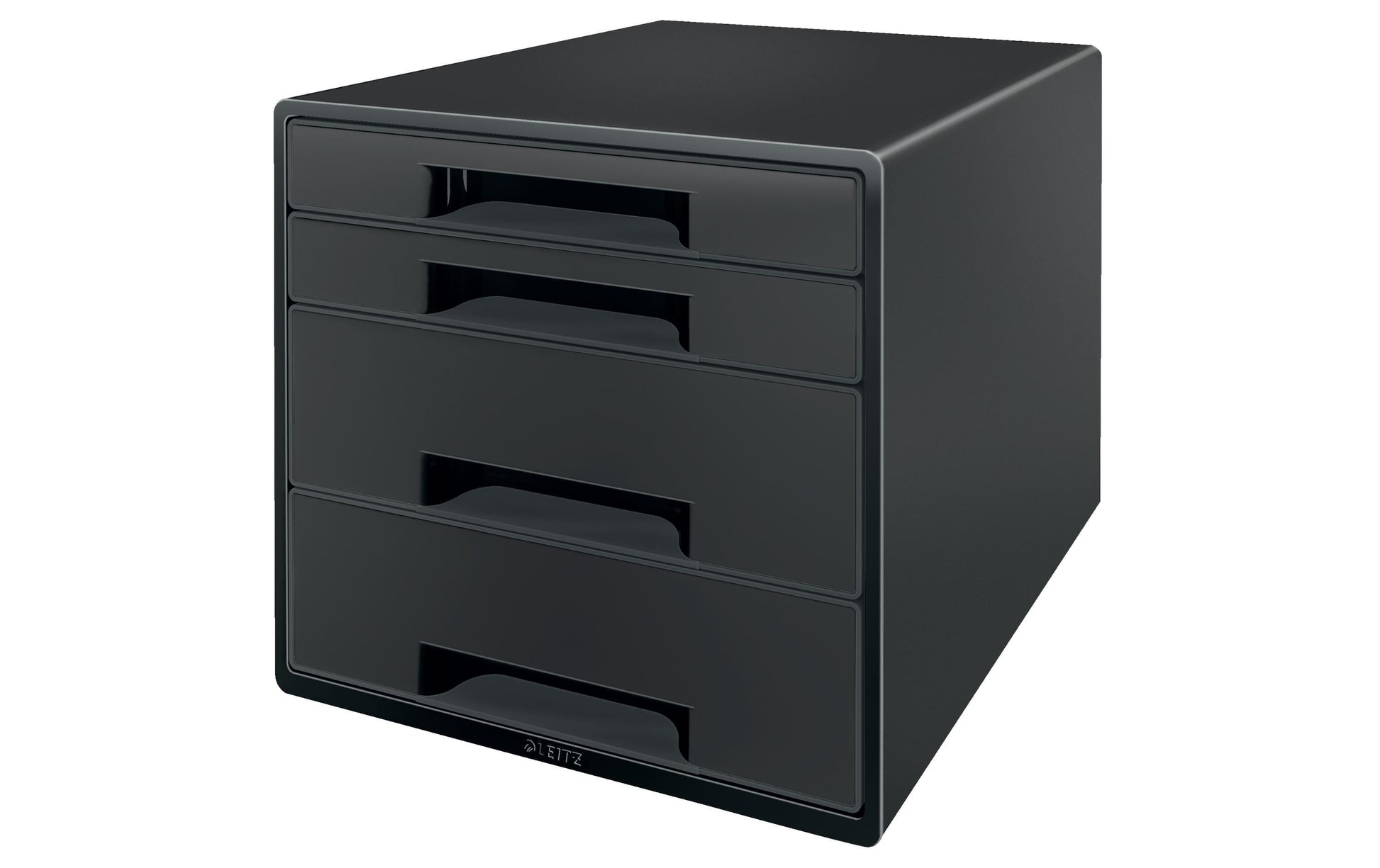 Leitz CUBE Schubladenelement – 4 Schubladen, für A4+, schwarz, Polystyrol (PS), B 287 × H 363 × T 270 mm