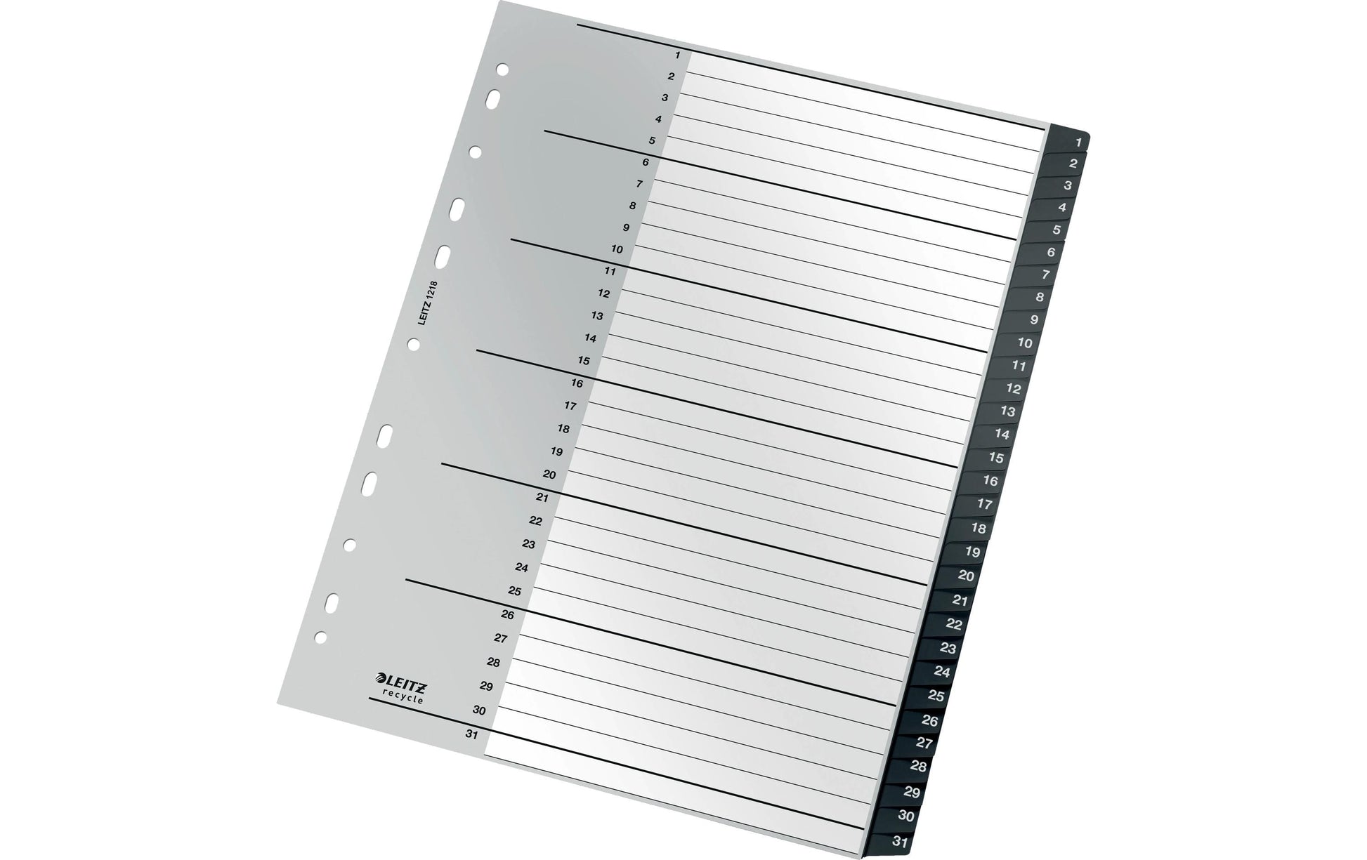 Leitz 12180000 Register – PP, schwarz, weiss, numerischer Registerindex