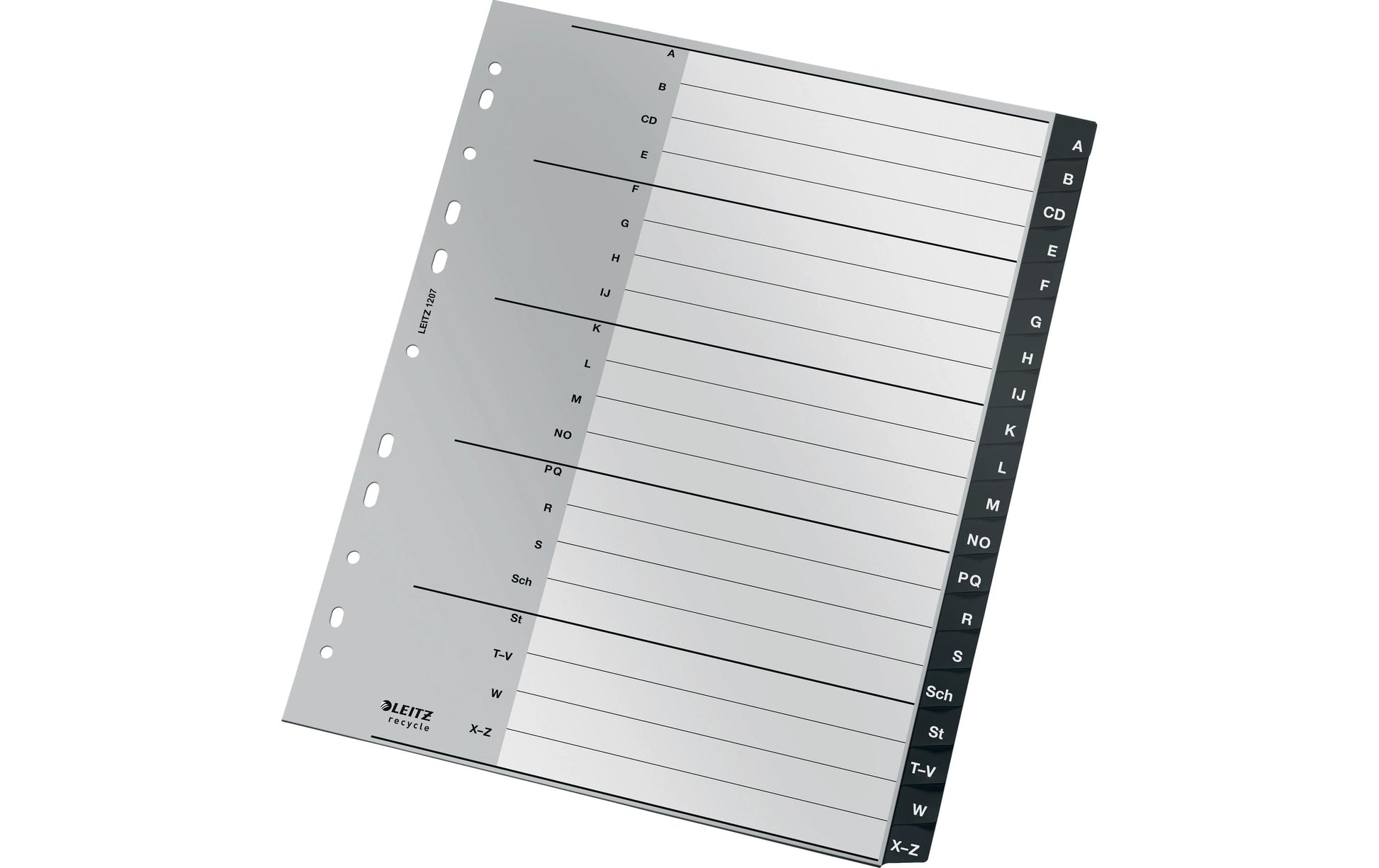 Leitz Register A4 Überbreit – Alphabetisch A–Z, 20 Taben, PP Schwarz/Weiss, 20-fach, Geeignet für Zeigetaschen
