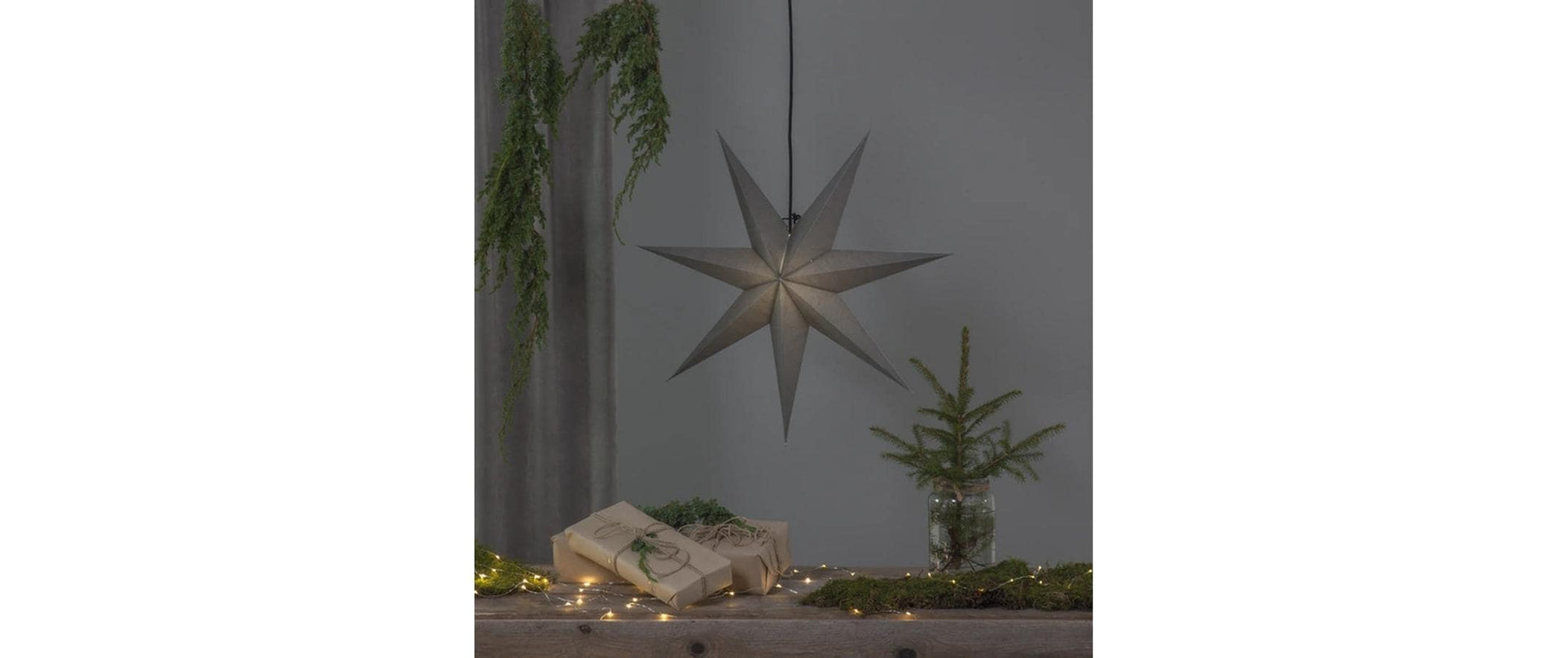 Star Trading Dekorationsfigur – für E14, 70 × 70 × 16 cm – Papier, grau