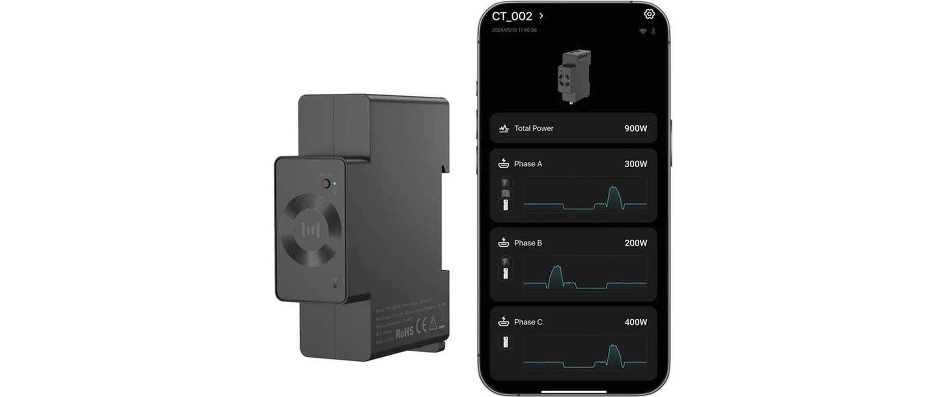 Marstek CT002 – Energiemessgerät – 3-phasig, Bluetooth, DIN-Schiene