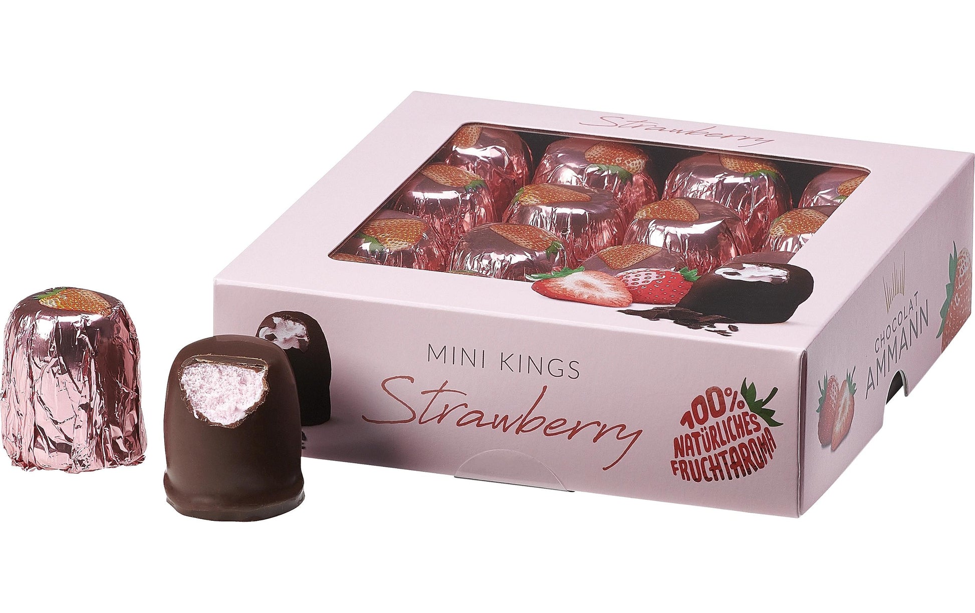 Chocolat ammann Mini King Schokolade – Erdbeere – 16 × 10 g
