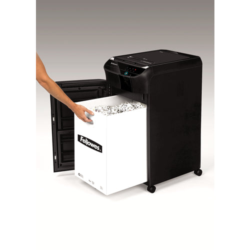 Fellowes AutoMax 350C – Aktenvernichter mit Autofeed 350 Blatt, DIN P-4, Partikelschnitt 4 × 38 mm, 70 l