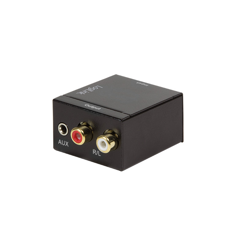 LogiLink CA0101 Audio-Konverter (digital zu analog) – Koaxial/Toslink zu 2× Cinch + 3,5 mm, 24-Bit – Schwarz