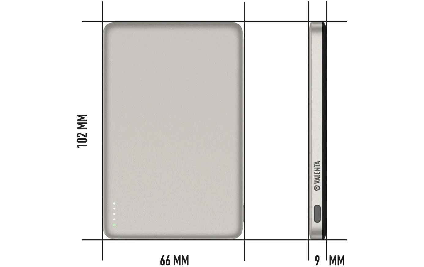 Valenta MagSafe Powerbank 5'000 mAh – 5 W PD, 15 W MagSafe, 1× USB-C, silber