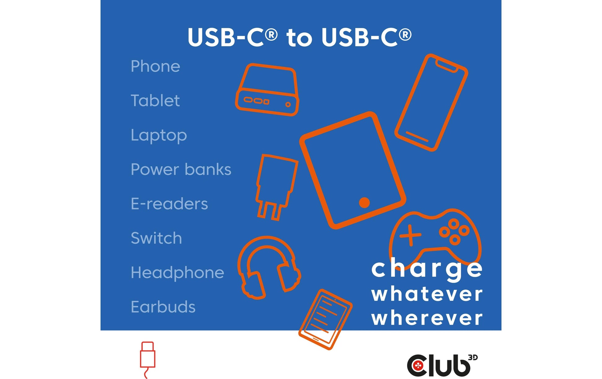 CLUB3D Club 3D – USB-Kabel, USB-C zu USB-C, 2 m, USB 2.0, Ladekabel