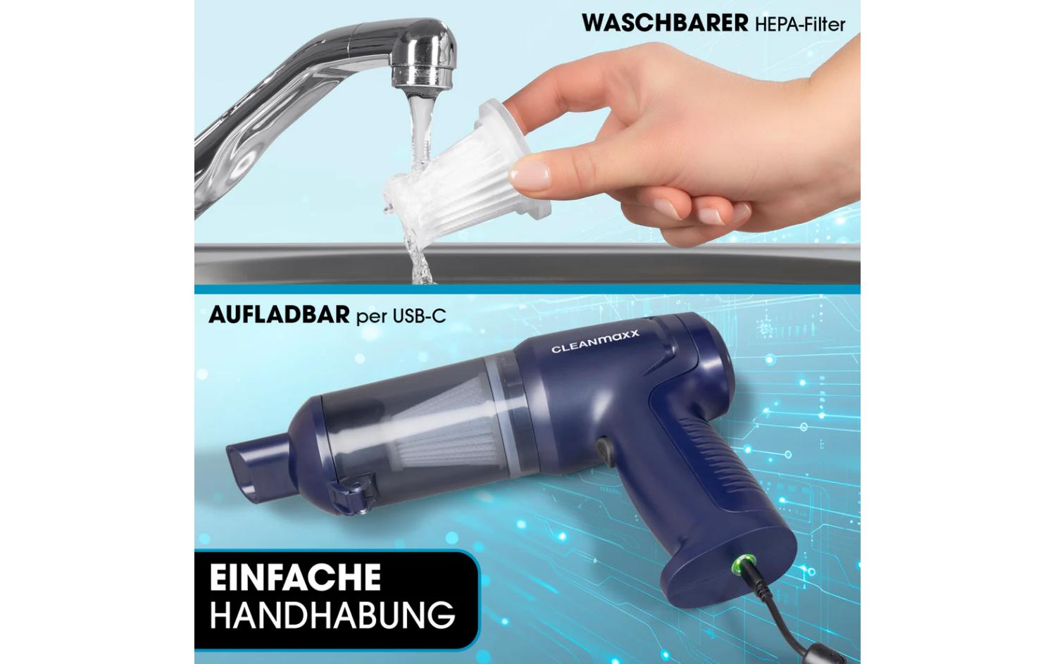 Cleanmaxx Akku-Handstaubsauger – 0,10 l, 7,4 V, 20 min