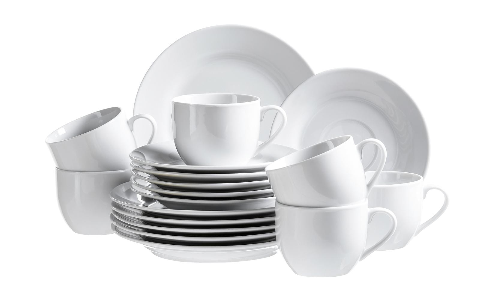 Mäser Kaffeeservice YOUNG – 18-teiliges Set, Porzellan, weiss, spülmaschinenfest, mikrowellengeeignet