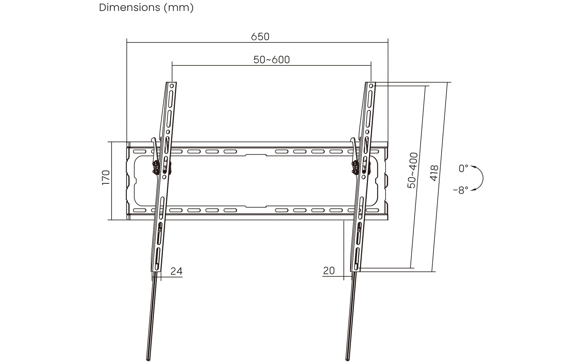 PureMounts Wandhalterung – Neigbar – 46" – VESA 400×400 – bis 45 kg – Schwarz