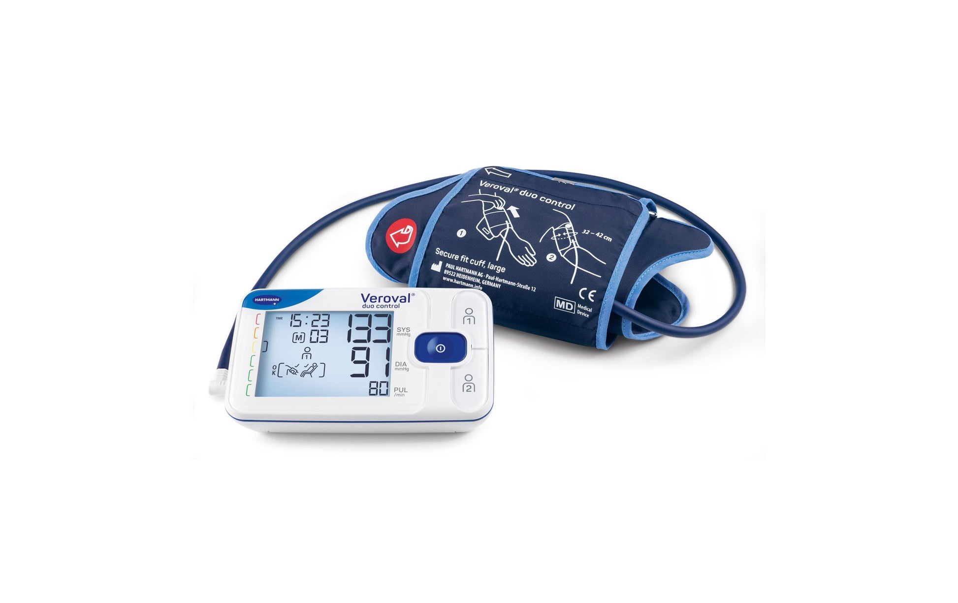 Veroval Oberarm-Blutdruckmessgerät Duo Control L – Arrhythmie-Erkennung, Bluetooth – 200 Speicherplätze