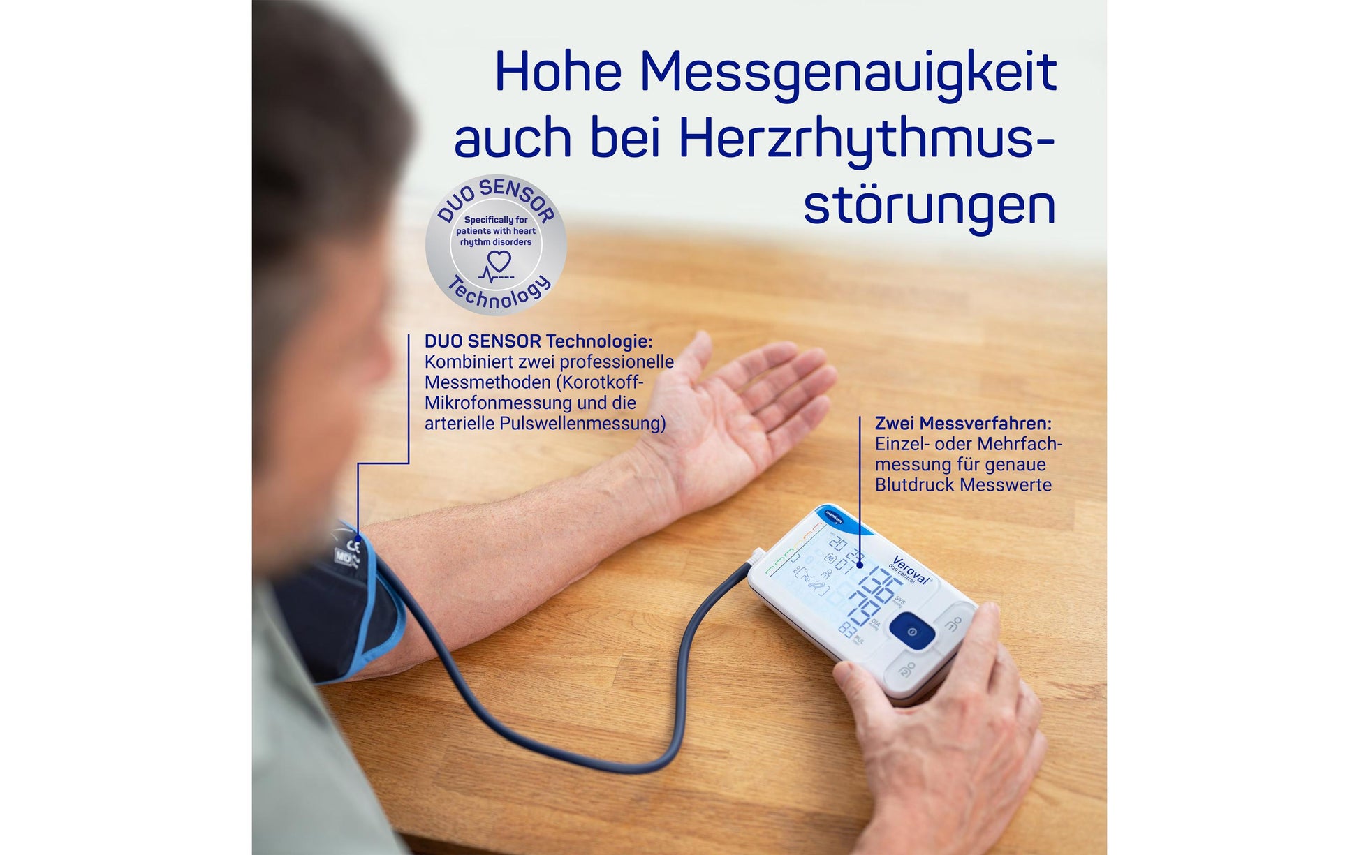 Veroval Oberarm-Blutdruckmessgerät Duo Control L – Arrhythmie-Erkennung, Bluetooth – 200 Speicherplätze