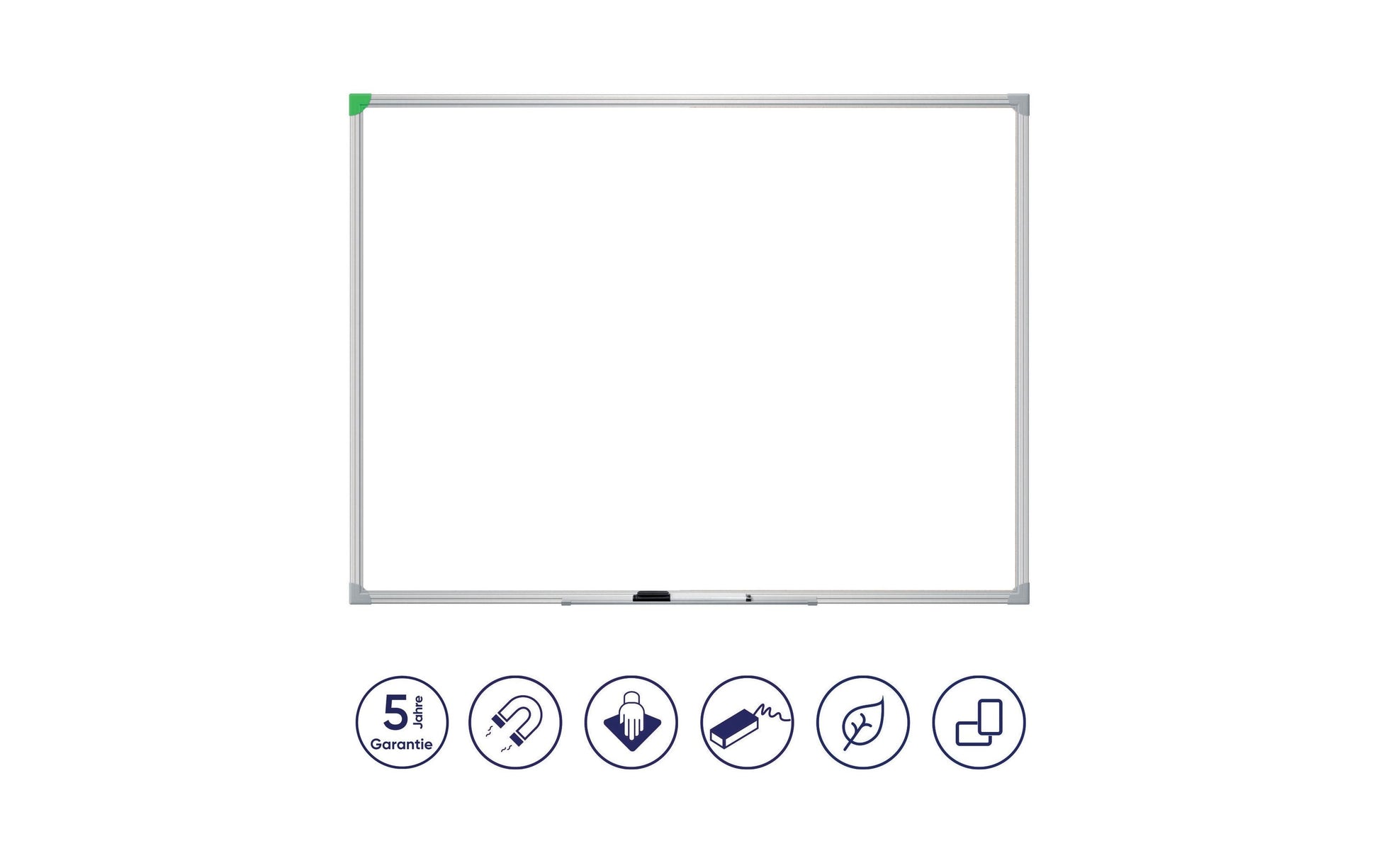 Franken Whiteboard – 60 × 45 cm, lackierter Stahl, magnetisch, Alu-Rahmen, Wandmontage, inkl. Stiftablage