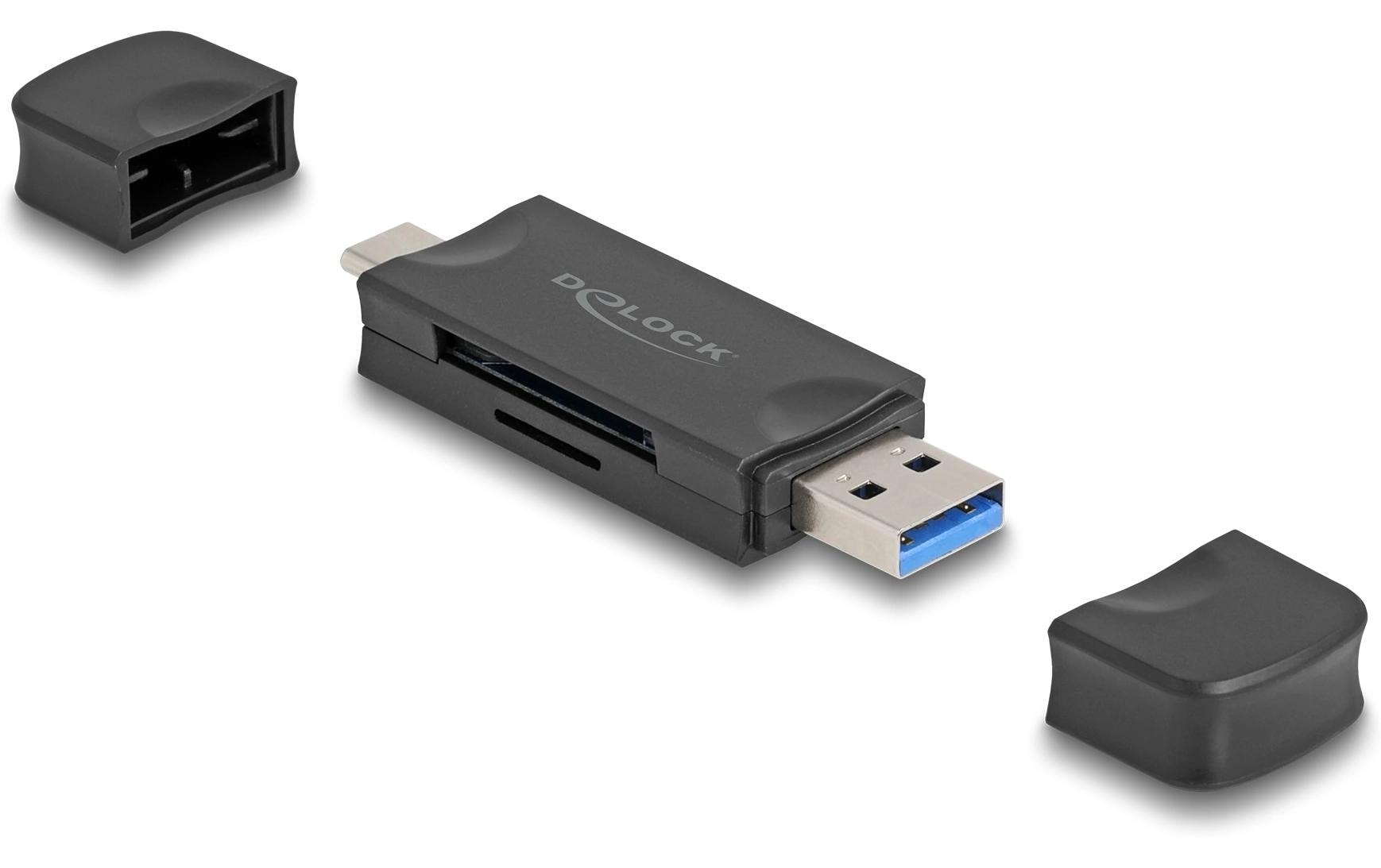 DeLOCK USB-Kartenleser USB-C und USB-A – SD/microSD – USB 3.2 Gen 1 (5 Gbit/s)