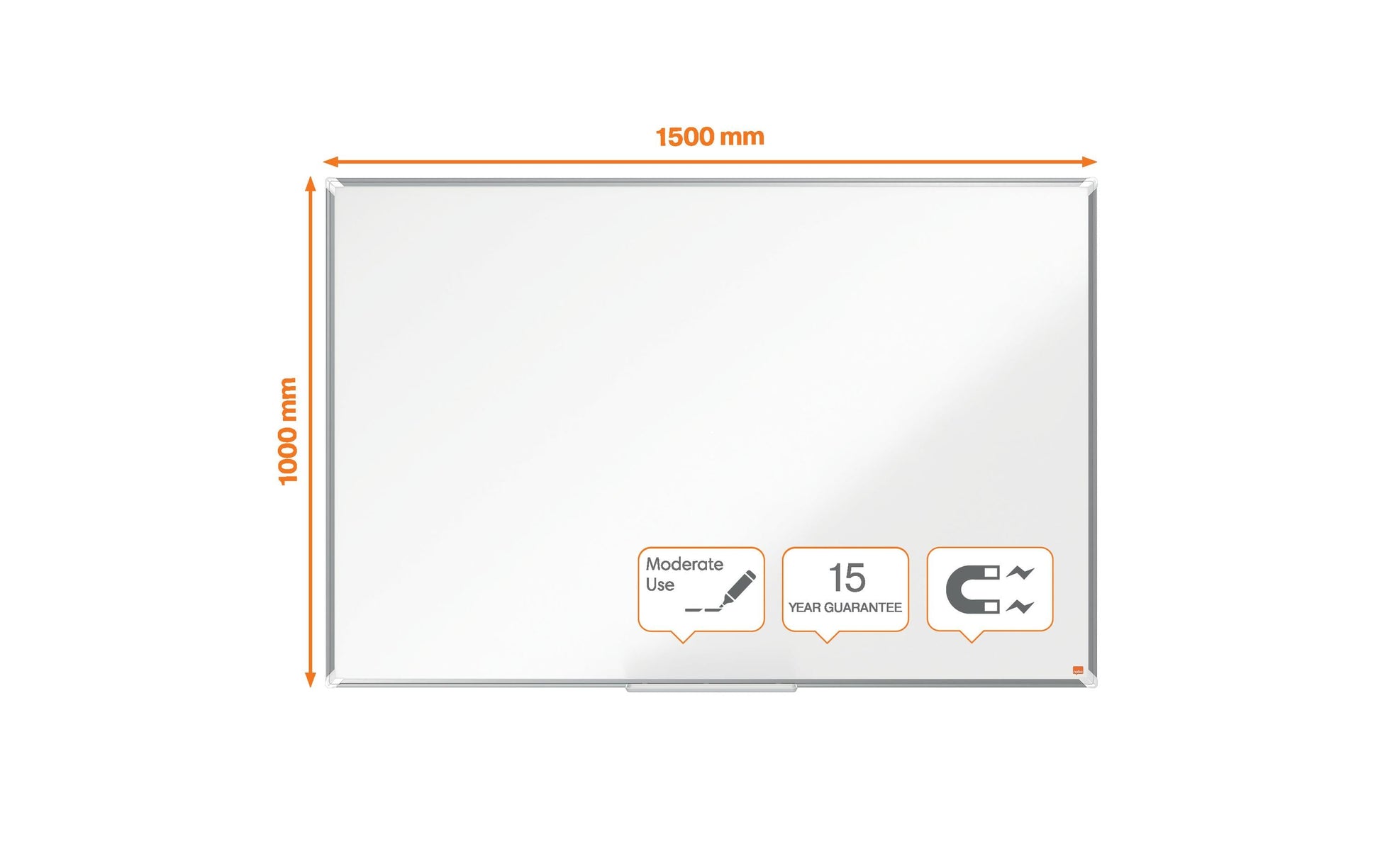 Nobo Whiteboard – 150 × 100 cm, lackierter Stahl, magnetisch, Aluminiumrahmen, Wandmontage