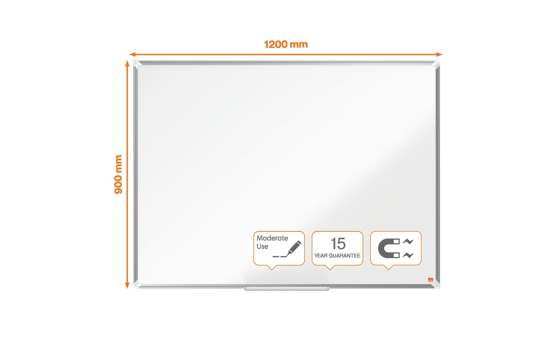 Nobo Whiteboard – 120 × 90 cm, Stahl, magnetisch, Aluminiumrahmen, Wandmontage, inkl. Marker, Markerablage