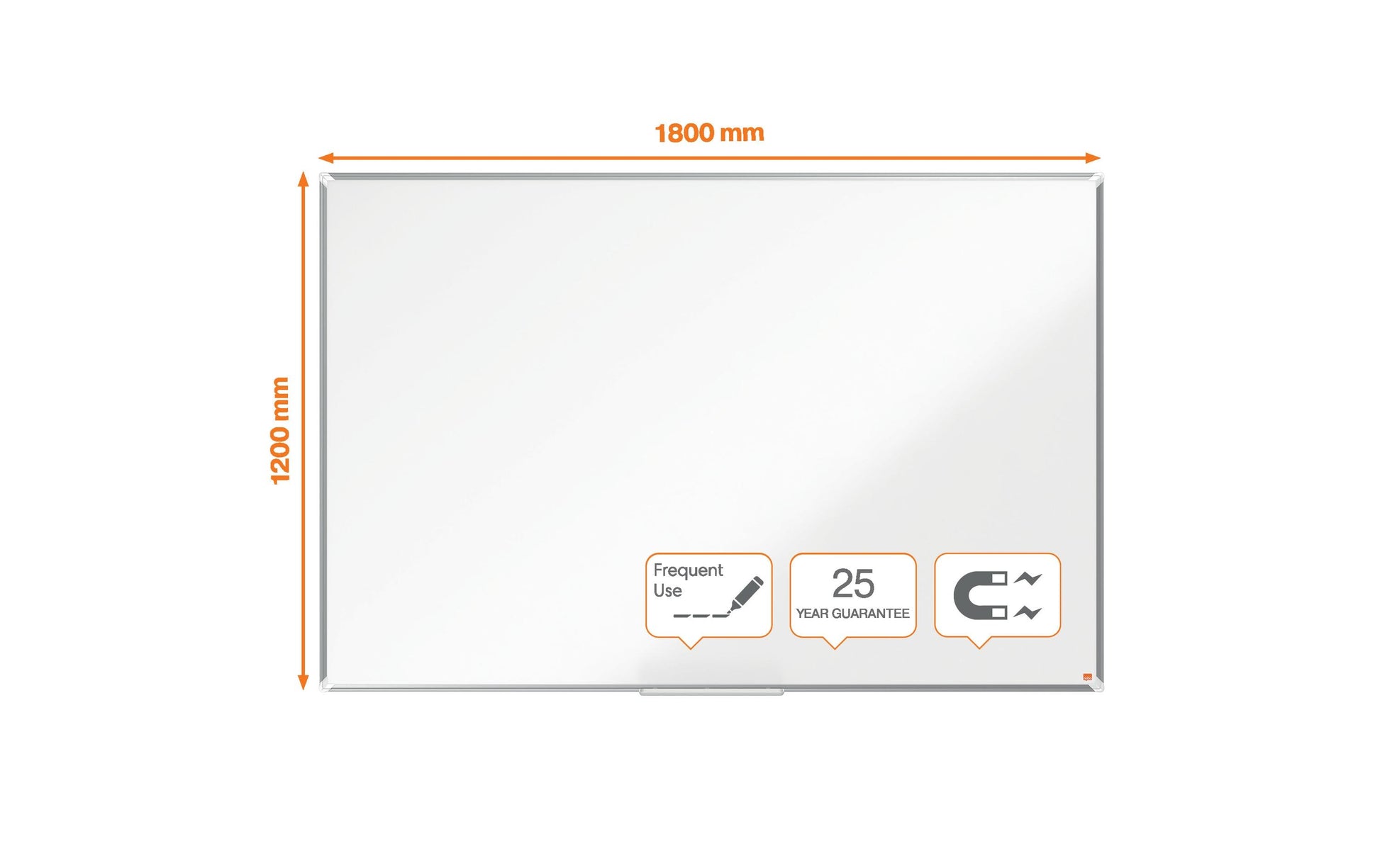 Nobo Whiteboard – 180 × 120 cm, Emaille, magnetisch, Aluminiumrahmen, Wandmontage