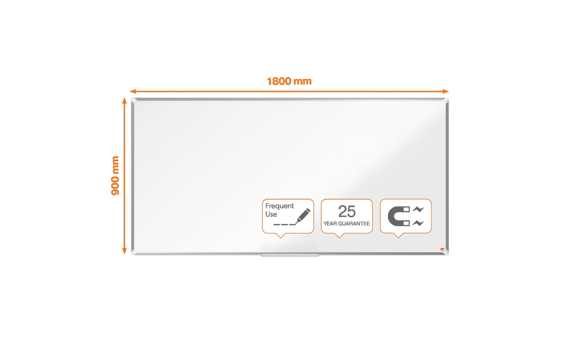 Nobo Whiteboard – 180 × 90 cm, Emaille, Aluminiumrahmen, Wandmontage, inkl. Stiftablage