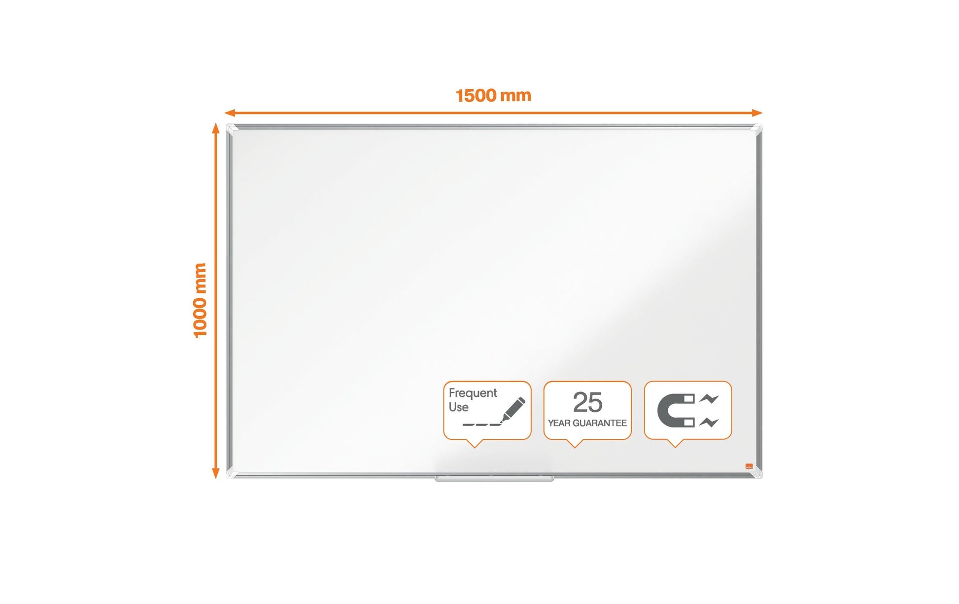 Nobo Whiteboard – 150 × 100 cm, Emaille, magnetisch, Aluminiumrahmen, Wandmontage, inkl. Stifteablage