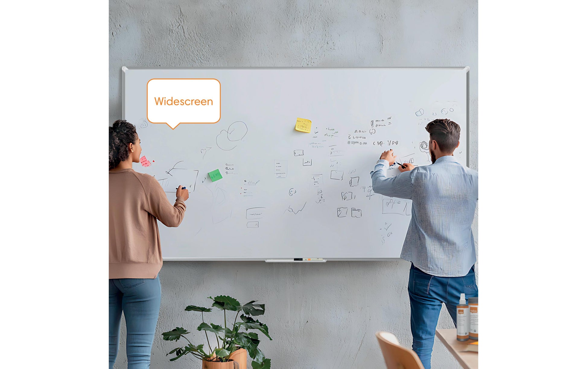 Nobo Whiteboard – 189 × 107 cm, lackierter Stahl, magnetisch, Aluminiumrahmen, Wandmontage