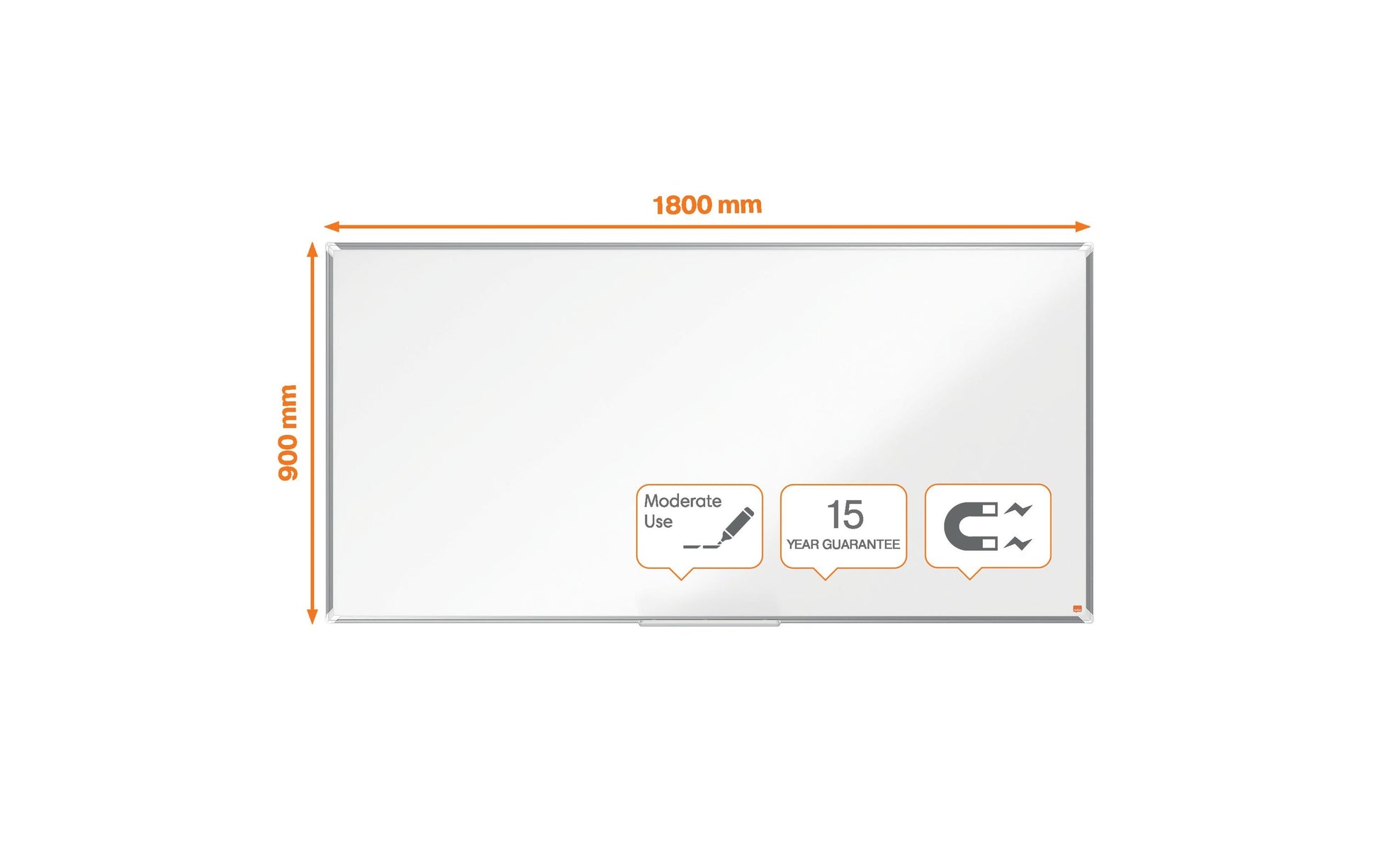 Nobo Whiteboard – 180 × 90 cm, lackierter Stahl, magnetisch, Aluminiumrahmen, Wandmontage
