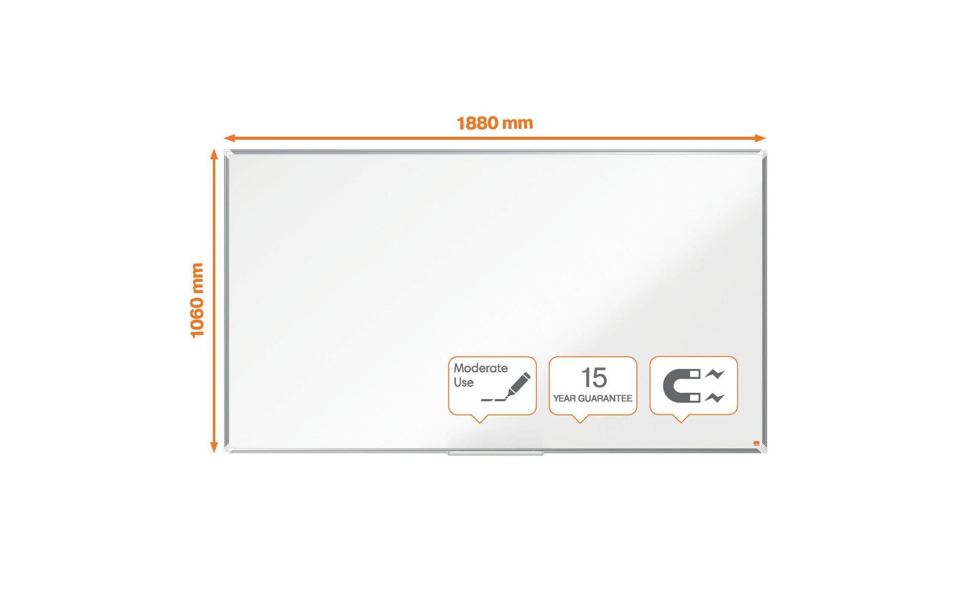 Nobo Whiteboard – 189 × 107 cm, lackierter Stahl, magnetisch, Aluminiumrahmen, Wandmontage