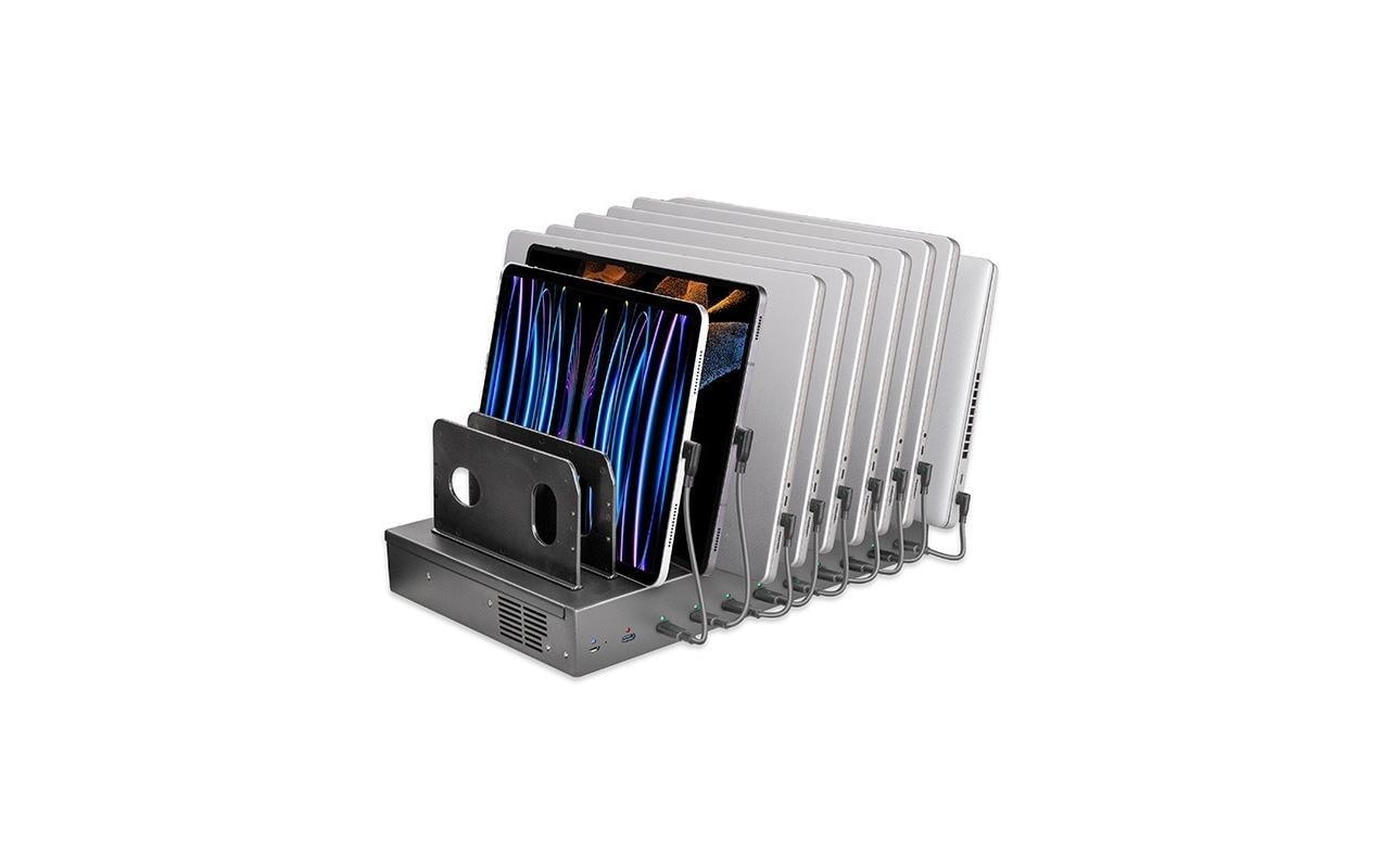LMP 10P Ladestation – 10× USB-C, mit Halterung – für Tablet, Smartphone, Notebook