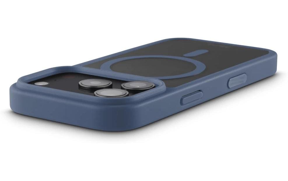 Hama Frame Protect – Backcover – für Apple iPhone 17 Pro, MagSafe, PC+TPU, Blau/Transparent